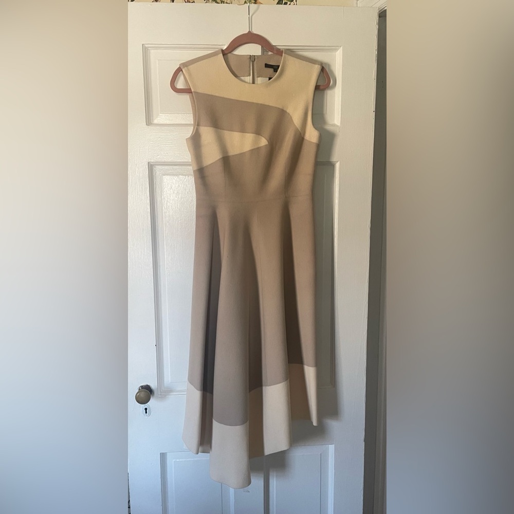Very unique and elegant winter Tibi  Beige Sleeveless Dress / assymetrical hem